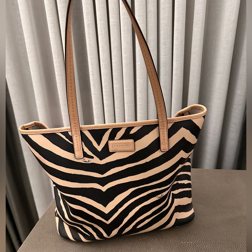 Coach Park Metro Zebra Print Tote Bag